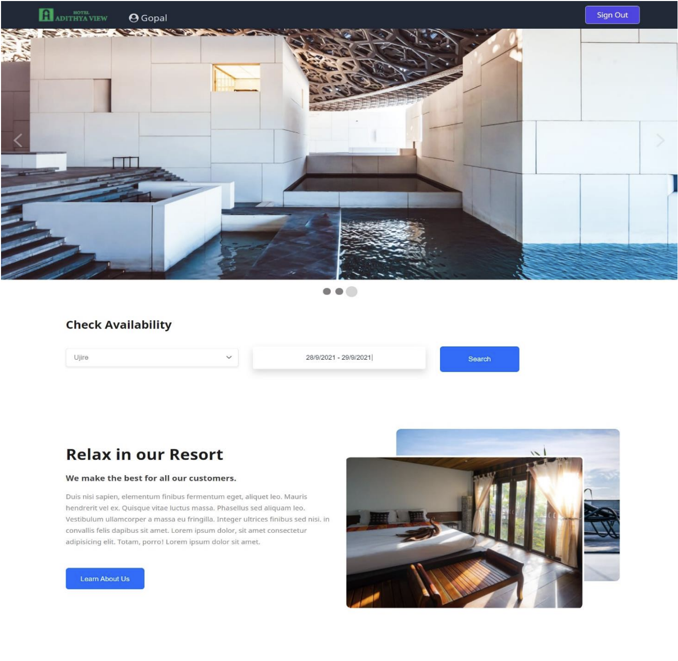 Hotel Room Booking Website