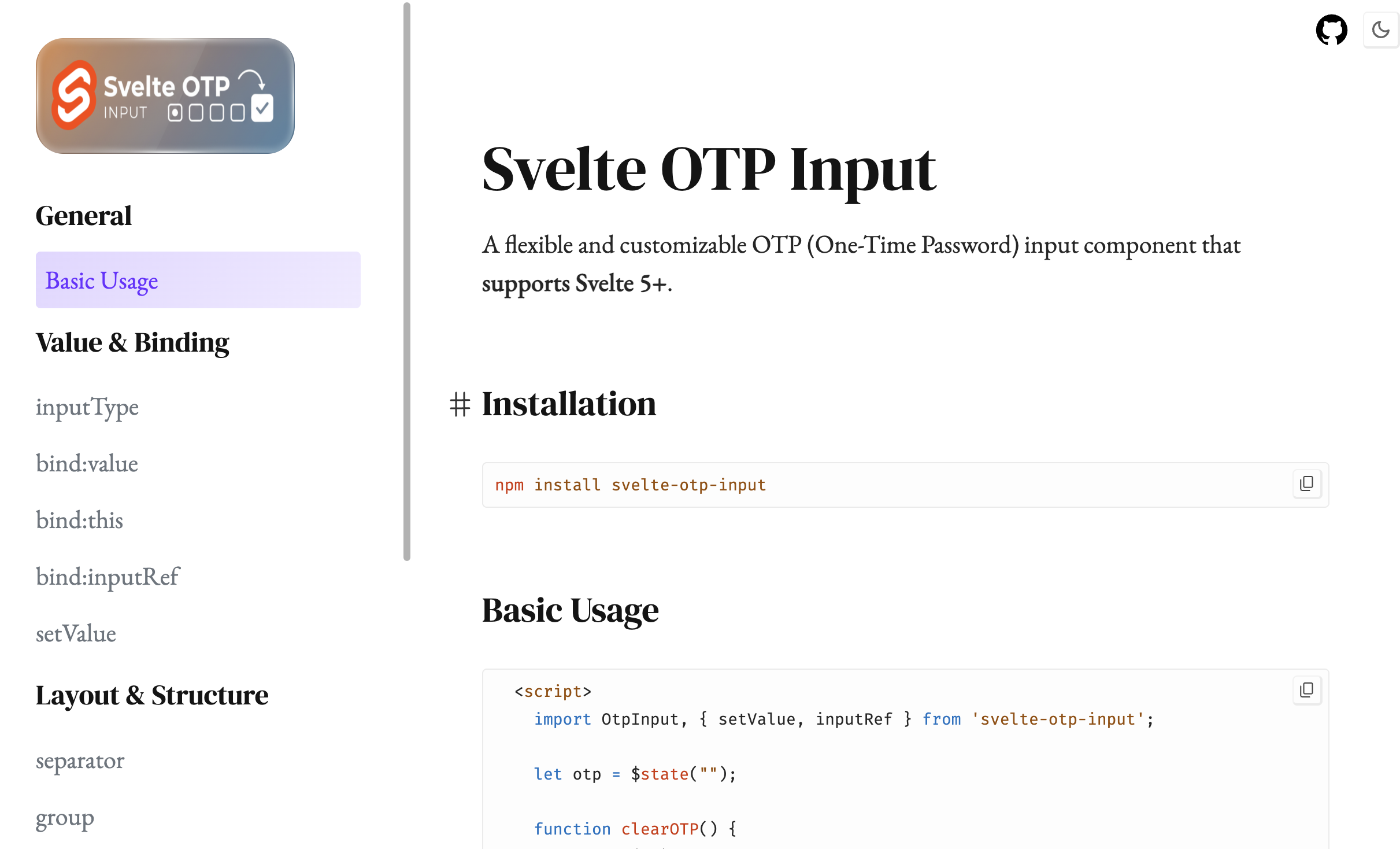 Svelte OTP Docs Website